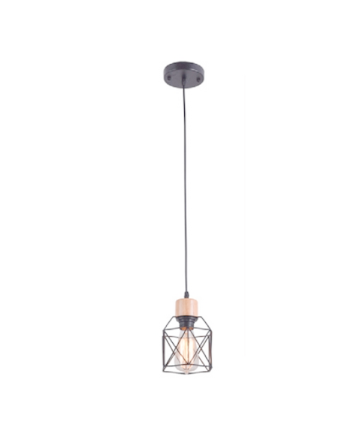 Pendente Aramado c/ Madeira PT E27 LD5100 MBLed